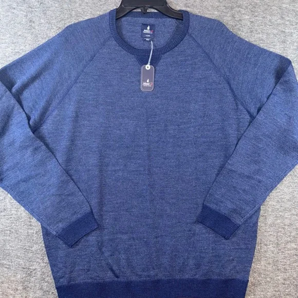 Johnnie-O Mens Boggs Crew Neck Sweater Navy Blue Extra Fine Merino Wool XL NEW - Picture 2 of 9